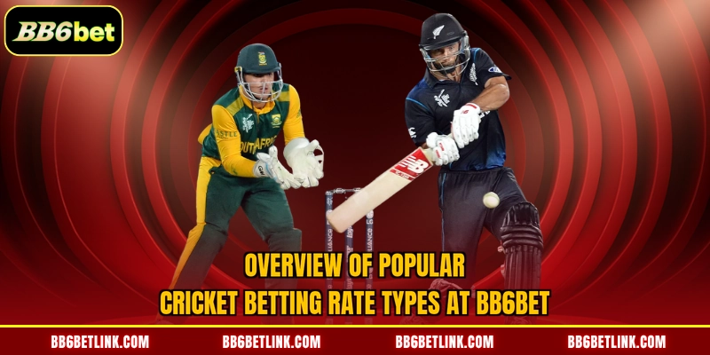 Overview of popular Cricket Betting Rate types at BB6bet