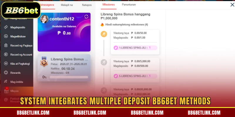 System integrates multiple deposit BB6bet methods